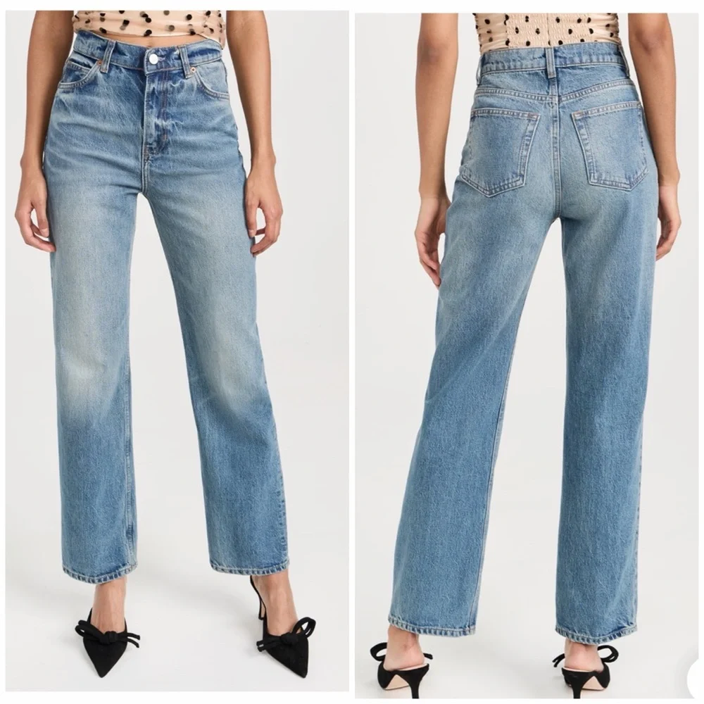 REFORMATION JEANS ABBY HIGH RISE STRAIGHT RIGID DENIM BLUE GALWAY Sz 31 NWT - Picture 2 of 12